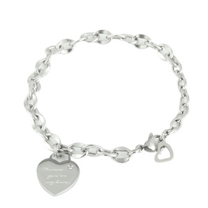Bracelet rond en forme de cœur en alliage de zinc argenté, bijoux cadeau pour femme 219017 - Product Image 1