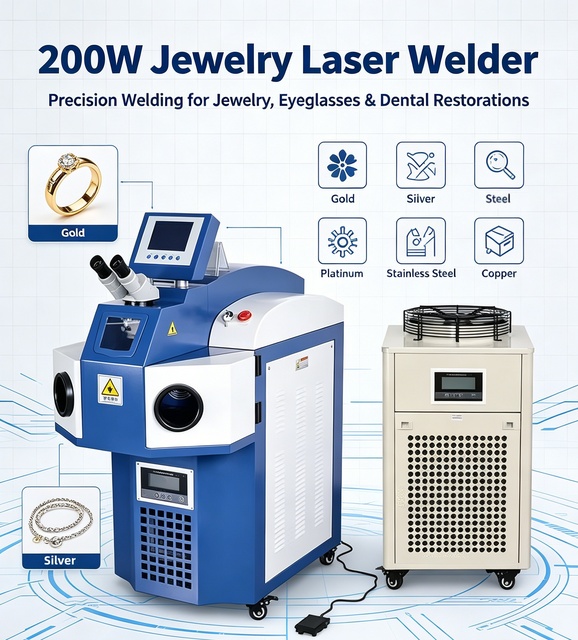 New 200W Desktop Yag Laser Welding Machine for Jewelry with Water-Cooled Chiller High-Accuracy Welding Laser for Jewelry