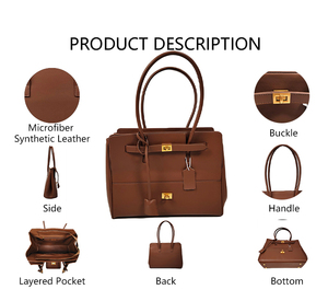 3236 -1 Sang Trọng Phụ Nữ Giản Dị Của Lớn Tote Vai Túi PU Da Dây Kéo Đóng Cửa Shopper Túi Xách Với Thiết Kế Lạ Mắt - Product Image 2