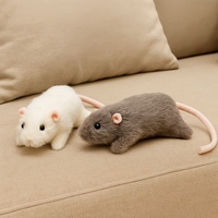 Peluche de rat réaliste ultra douce, blanche et grise, à longue queue, pour collectionneurs, cadeaux et décoration intérieure