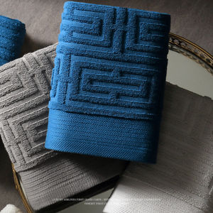 Serviette de bain 100% coton avec logo personnalisé Serviette de bain en coton jacquard de luxe avec boucles épaisses Essuie-mains en coton à boucles épaisses - Product Image 2