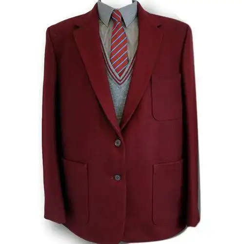 Stile europeo design red school blazer school uniform fabrics high school blazer uniform per studenti