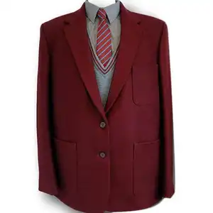 Stile europeo design red school blazer school uniform fabrics high school blazer uniform per studenti