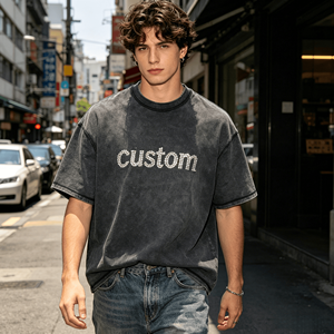 Camisetas de Cuello Redondo y Manga Corta para Hombre, Tallas Grandes, con Logotipo Personalizado, Estilo Vintage, Lavado y Desgastado, con Gráficos - Product Image 4