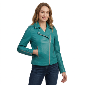 Chaqueta de Moda Casual para Mujer, Estilo Motero, de Cuero Genuino Ecológico, Ajustada, Impermeable y Resistente al Viento, para Otoño e Invierno - Product Image 1