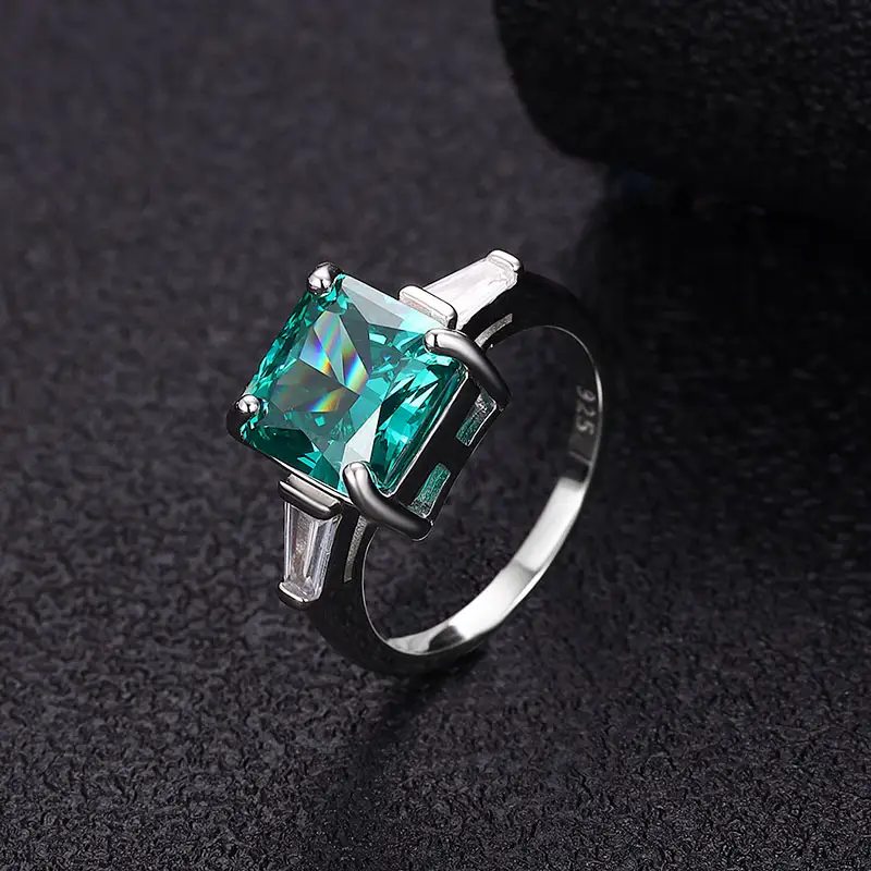 New Wedding 925 Sterling Silver Jade Gem Ring 4A Transparent Cubic Zircon Women's Ring Fashion