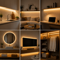 Ruban LED COB flexible 5V USB, 320 LED, bande lumineuse LED avec interrupteur tactile, variateur de luminosité pour éclairage intérieur