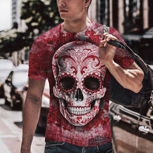 Magliette grafiche con teschio messicano per uomo e donna alla moda <span class=keywords><strong>Horror</strong></span> gotico con stampa Casual per la celebrazione del giorno della morte - Product Image 1