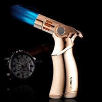 Encendedor de Gas butano recargable, pistola de lujo, chorro de cuatro llamas, antorcha de cigarro