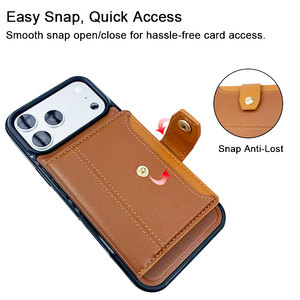 Funda de Cuero Clásica Color <span class=keywords><strong>Café</strong></span> para Teléfono con Tarjetero y Diseño Elegante Personalizado para iPhone 15 16 17 18 Pro Max - Product Image 4