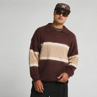 Herren Mohair Strickpullover ODM Atmungsaktiv Logo Gestreiftes Muster Maßgeschneidert Herbst Winter