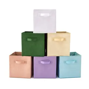 กล่องเก็บของคละสี,กล่องเก็บของทรงสี่เหลี่ยมทำจากผ้าสำหรับจัดเก็บเสื้อผ้าตามสั่ง