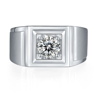 Bague en argent sterling 925 pour homme avec moissanite 1 carat couleur D VVS1 taille carrée, alliance de mariage en moissanite pour homme, vente en gros