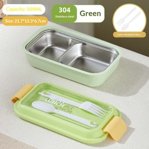 Boîte à lunch pour étudiants en acier inoxydable 304, adaptée à un usage domestique, compartimentée et pratique avec couverts - Product Image 3