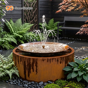 Fontaines d'eau décoratives d'extérieur en acier Corten résistant aux intempéries, style jardin, fourniture directe usine - Product Image 3