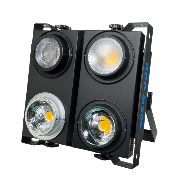 Stage Light 4-Eyes LED Audience Blinder Light 400W COB Warm/Cool White Concert Equipment Profile Spotlights for Event