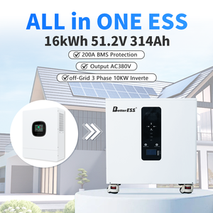ออลอินวัน 16kWh 28kWh 32kWh 51.2V 314Ah 628Ah แบตเตอรี่ในตัว 3 เฟส 10KW สำหรับระบบกักเก็บพลังงานแสงอาทิตย์เคลื่อนที่สำหรับบ้าน 51.2V 314Ah 51.2V 314A - Product Image 1