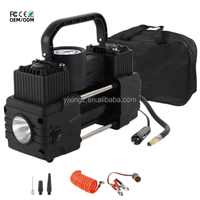 High Power Double Cylinder Car Air Compressor Tire Pump Auto Air Inflator for Truck or Motorcycle With LED Light