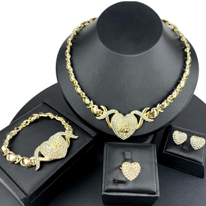 Dubai Indian Bride Set 18K Gold Elephant Diamond 4-Piece Jewelry Set Necklace Earrings <b>Ring</b> - Product Image 3