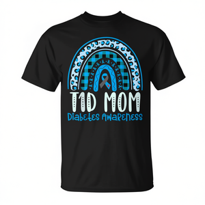 T-shirt T1d Mom con nastro blu e arcobaleno per la consapevolezza sul diabete - Product Image 3