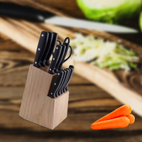 Ensemble de couteaux de cuisine bon marché vente en gros ensemble de blocs à couteaux de revêtement avec manche en caoutchouc souple