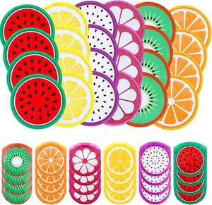 Éventail pliant ludique à motifs de fruits, éventail rond pliable avec motifs de fruits vibrants pour les fêtes estivales à la plage, les jeux d'enfants en plein air - Product Image 1