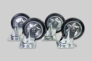 Roulettes industrielles en caoutchouc, options 3, 4 et 5 pouces, avec boîtier en acier zingué, forte capacité de charge et roulement fluide - Product Image 6