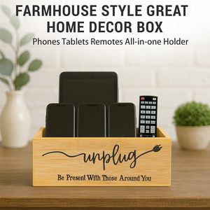 Ontkoppel Box Farmhouse Be Present Mobiele Telefoonmandje voor Thuis Houten Mobiele Telefoon Opslagbox, Familie Tijd Uit De Wereld Oplaadstation Houder - Product Image 2
