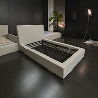 Ensemble trois pièces minimaliste carré rembourré, montage facile, cadre de lit double avec tête de lit