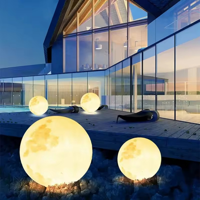 LED Light Outdoor Atmosphere Landscape Lamp Solar Outdoor Furniture Garden Holiday Light Show Decorative LED Moon Ball Light