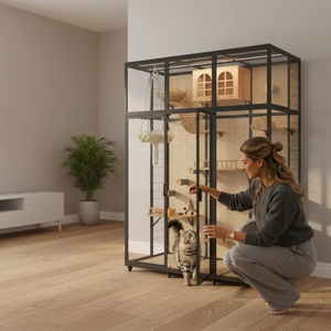 Casetta per Gatti in Legno Rustico Stile Fienile, Multi-Gatto, Design Silo, Stile Country/Fattoria - Product Image 2
