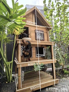 וילה חיצונית לחיות מחמד, עמידה למים, מבודדת, עשויה רעפי עץ, לכלבים וחתולים קטנים, לשימוש בכל עונות השנה, במגוון גדלים - Product Image 3