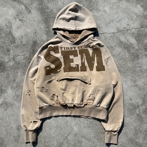 Sudadera con Capucha Corta y Gráficos Personalizados para Hombre, Estilo Boxy, de Felpa Francesa, Lavado Ácido, Efecto Desgastado, Algodón Pesado, Oversize - Product Image 2
