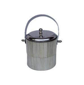 Cubo de hielo de acero, mosaico de incrustaciones de hueso en acabado blanco para el hogar y Bar, accesorios para vino, cubo de hielo con incrustación de hueso - Product Image 1