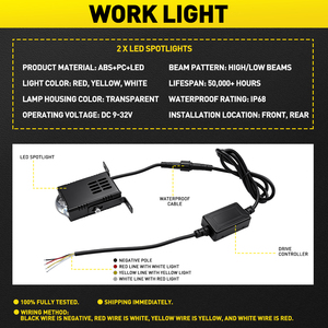 ไฟโปรเจคเตอร์ LED AUXITO สำหรับกันชน ไฟสปอตไลท์ ไฟสูง-ต่ำ สีขาว เหลือง แดง ไฟกระจังหน้า สำหรับรถออฟโรด รถบรรทุก - Product Image 6