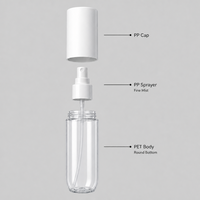 Flacon pulvérisateur PET 90 ml, brume fine, emballage cosmétique pour soins de la peau, parfum, rechargeable, portable, flacon en plastique de voyage