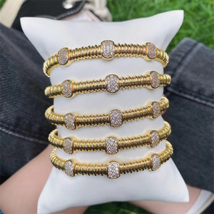 สร้อยข้อมือเพชรสวิสชุบทอง24K สำหรับผู้หญิงกำไลข้อมือแฟชั่นสไตล์ดูไบ - Product Image 1