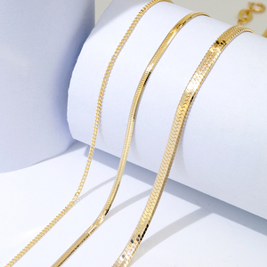 Trendy Au585 Real <strong>Gold</strong> <strong>Solid</strong> Pure Link Curb Herringbone Chain <strong>Bangle</strong> 14k <strong>Gold</strong> Bracelets for Women - Product Image 1
