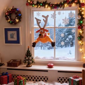 Decoración Navideña Divertida para Ventanas con Efecto de Vidrio Roto, Diseño Animado de Reno y Santa Claus, Se Adapta a Cualquier Ventana - Product Image 3