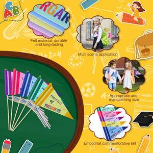 Préscolaire premier jour d'école feutre fanion ensemble <span class=keywords><strong>maternelle</strong></span> dernier jour bannière drapeaux poche signe décoratif avec bâton en bois - Product Image 4