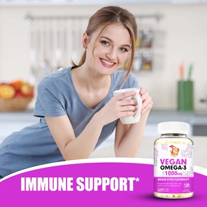 Gélules végétaliennes d'oméga 3 en vrac pour la vente en gros, OEM, DHA et EPA d'algues, pour la santé du cerveau, des yeux, des articulations et du système immunitaire - Product Image 2