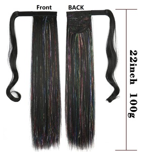 Günstige Clipin Pferdes chwanz Haar verlängerungen Wrap Around Langes glattes Haar Pferdes chwanz Synthetisches Haar Pferdes chwanz - Product Image 3