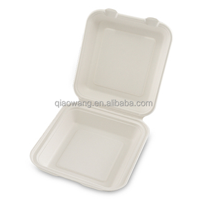 8.5 inches sugarcane bagasse food clamshell box for lunch