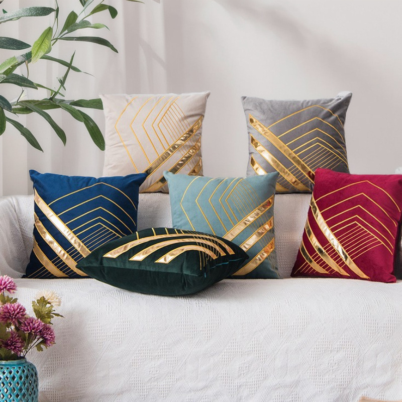 Amity Luxury Square100% Holland Velvet Embroidery Nordic Geometric Sofa Decor Throw Cushion Cover
