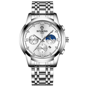 Nouvelle montre pour homme, mode masculine, luxe, avec strass, phase lunaire, calendrier, quartz, 40 mm, 3 BAR, résistante à l'eau, luminescente, montre pour homme - Product Image 2