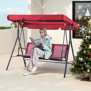 Chaise suspendue de patio extérieure pour 3 personnes, cadre en acier, sièges en Textilence, balançoire - Product Image 6