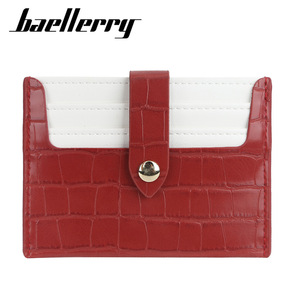 กระเป๋าใส่บัตร Baellerry สำหรับผู้หญิง แบบมินิ สีสันตัดกัน ทำจากหนัง PU  บางเฉียบ ใส่บัตรเครดิตได้ ปิดด้วยหัวเข็มขัด  กระเป๋าสตางค์แฟชั่น ขนาด 4 นิ้ว - Product Image 5