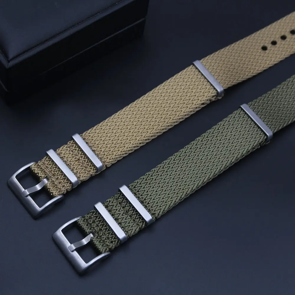 2022 Hotsale Replacement 1.6mm Watch Strap Herringbone 20mm 22mm Shark-tooth Navy Blue Watch Band Nylon Watch Bracelet