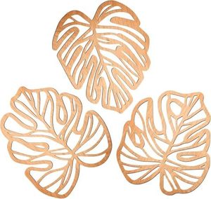 3 pièces Vintage feuille tropicale Art mural écologique en bois feuilles de palmier Plaque pour salon <span class=keywords><strong>chambre</strong></span> plante décoration murale - Product Image 2