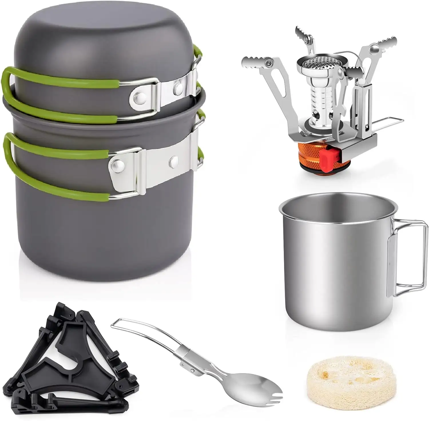 KingGear da campo leggero all'aperto fornello da cucina in alluminio portatile da campeggio Set da cucina per 2-3 persone